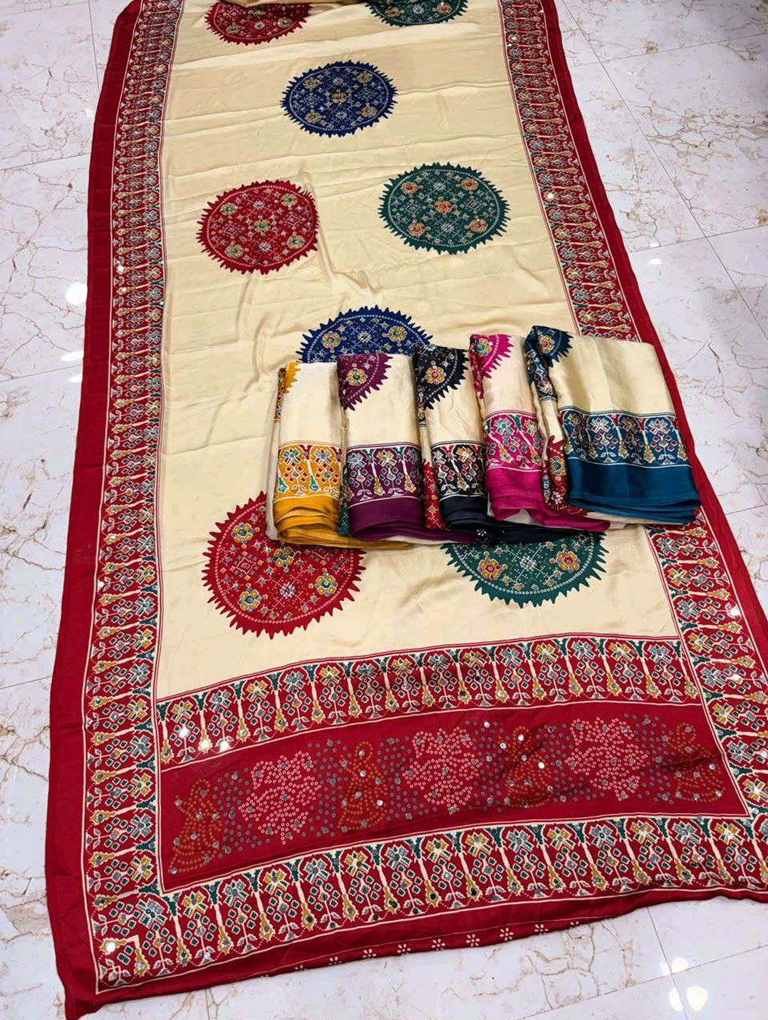 Gajji silk-Semi model silk with mirror work s-2 (Chinon silk)